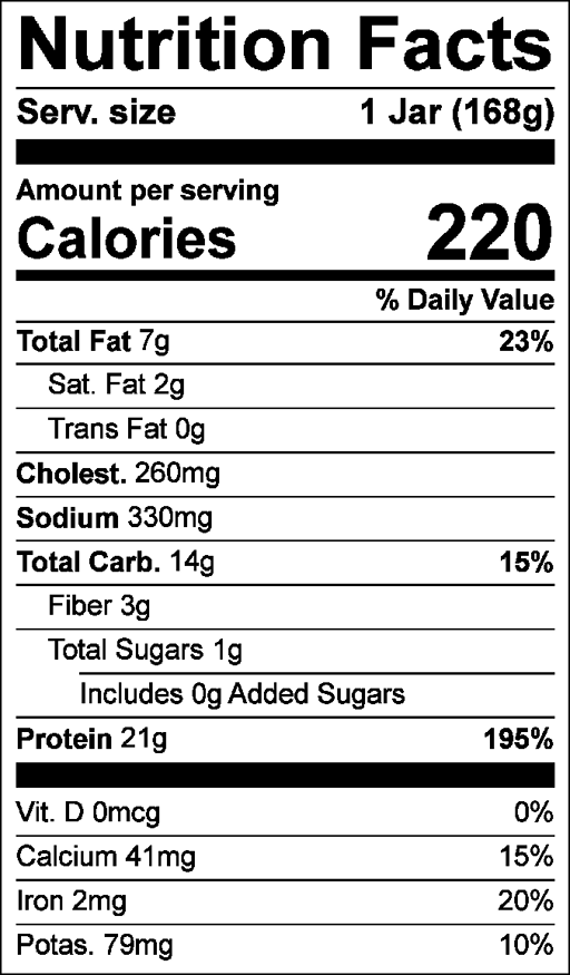 Nutrition Facts for Chicken & Egg with Rainbow Wok Rice