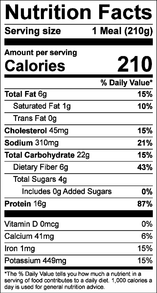 Nutrition Facts for Chicken Biryani with Peas & Carrots