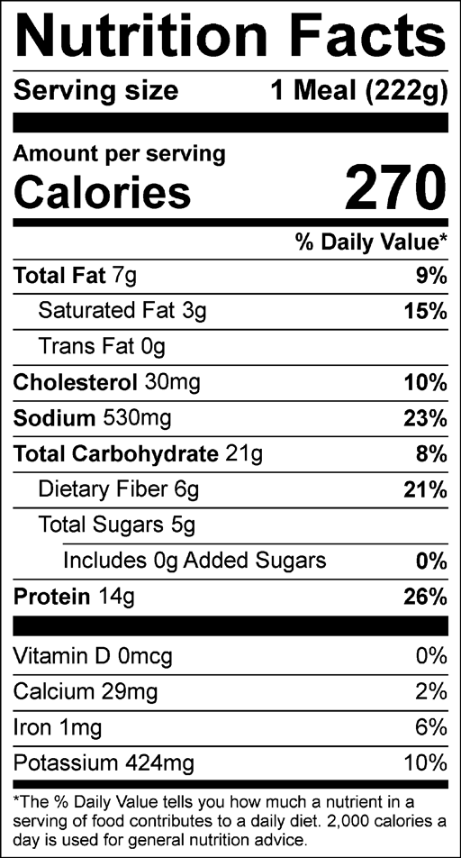Nutrition Facts for Beef & Veggie Stew with Mashies & Hidden Cauli