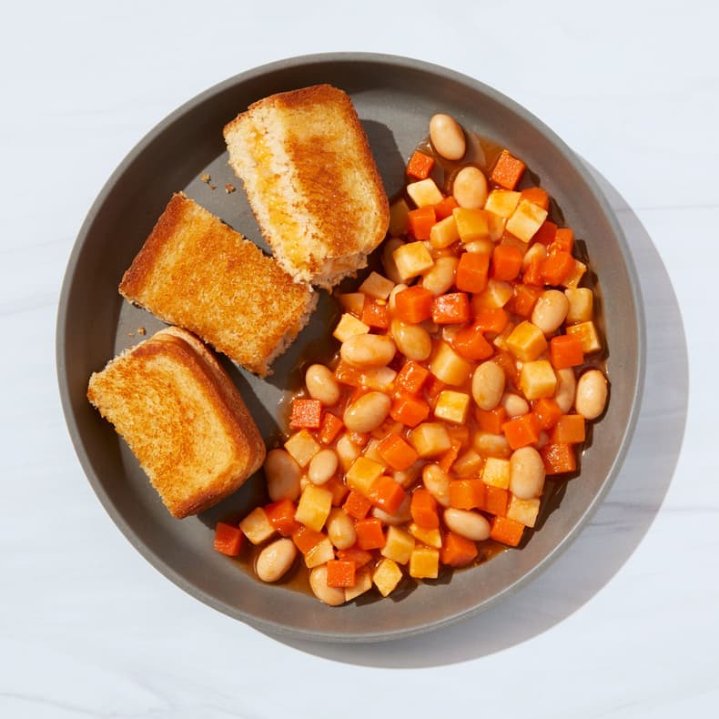Grilled Cheese Bites with Tomato & Veggie Stew