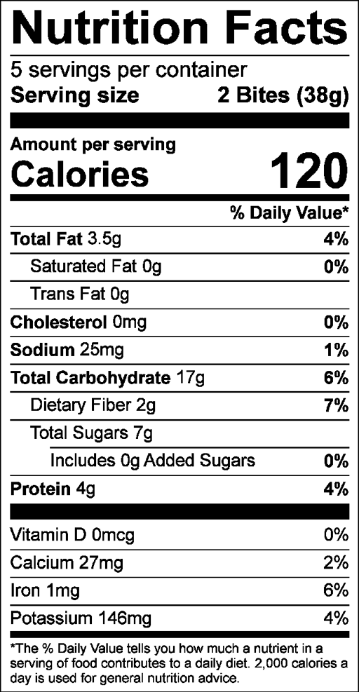 Nutrition Facts for Oatmeal Raisin Mighty Bites