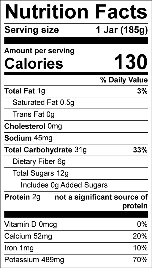 Nutrition Facts for Apple Cinnamon Twist with Sweet Potatoes & Squash