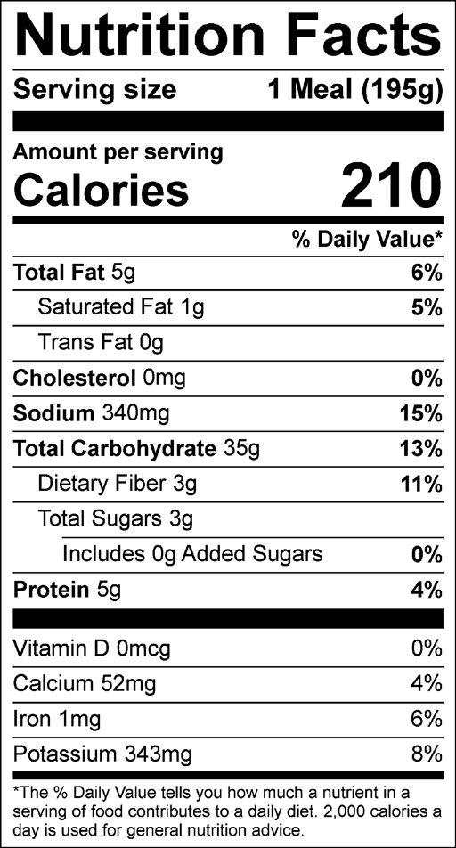 Nutrition Facts for Super Veggie Gnocchi with Green Beans