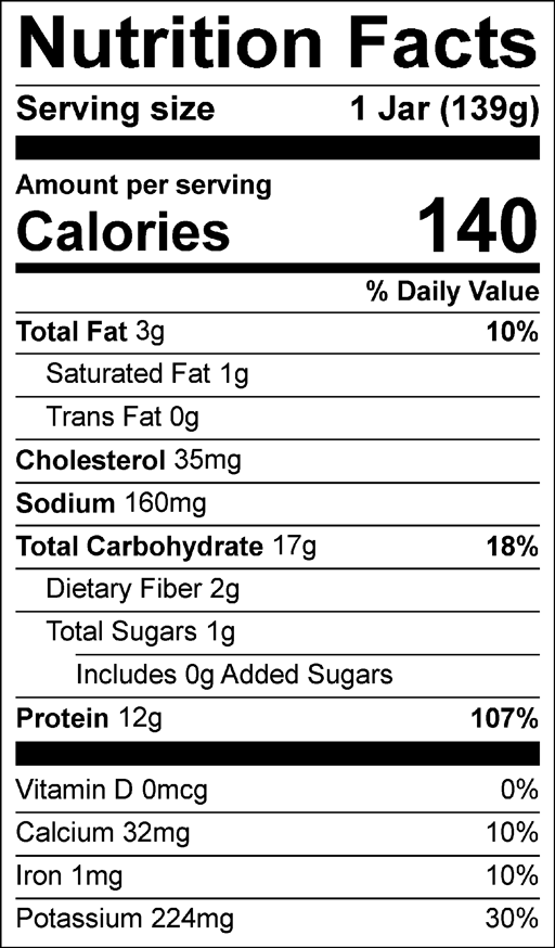 Nutrition Facts for Chicken Alfredo Shells with Broccoli