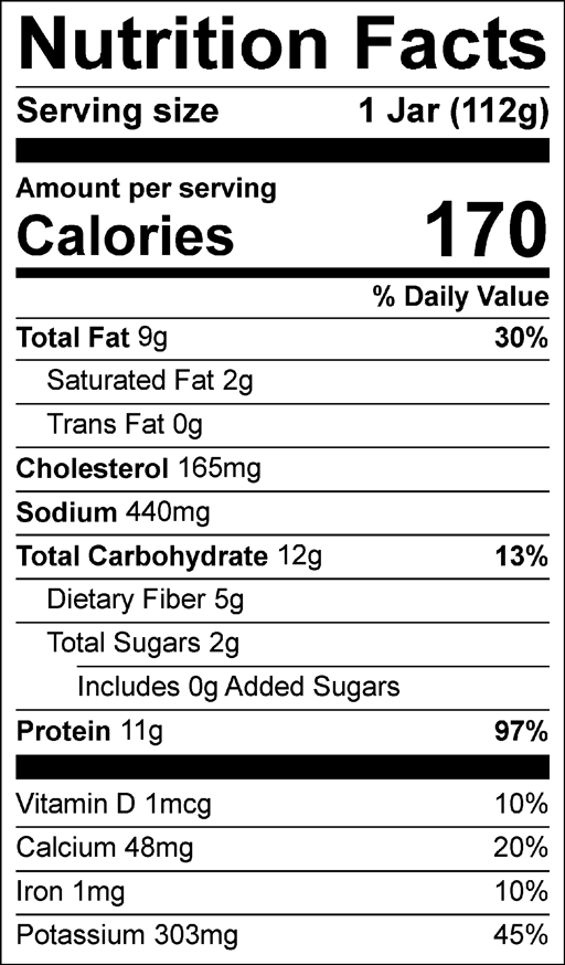 Nutrition Facts for Scrambled Eggs with Carrot Tots & Sausage