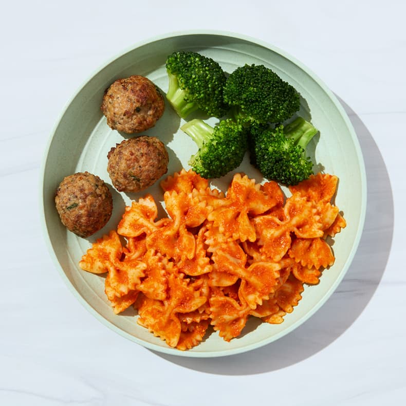Italian Meatballs with Bow Ties & Broccoli