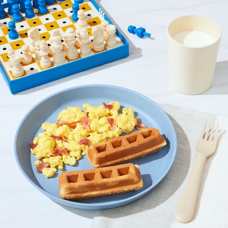Waffle Sticks with Bacon Scramble
