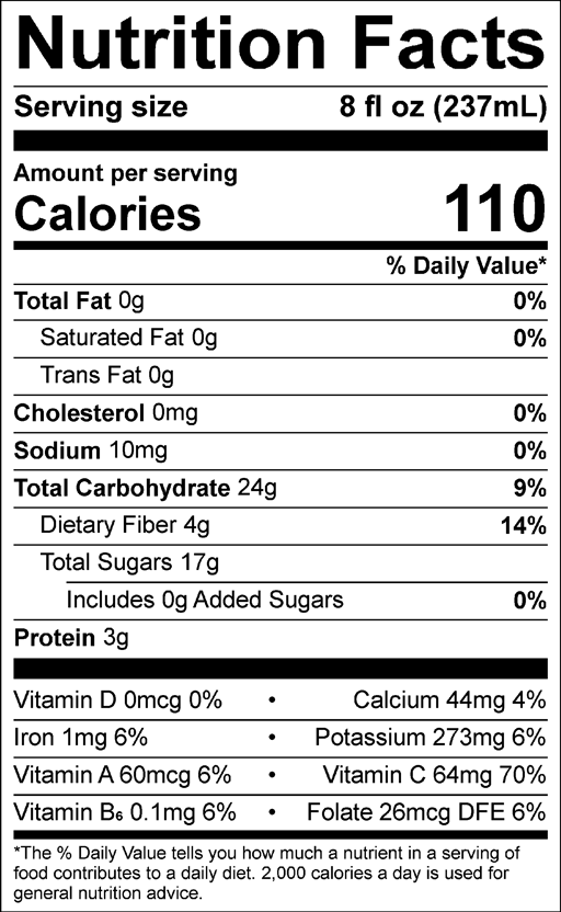 Nutrition Facts for Straw-Nana! – 8 oz. smoothies (3 bottles/pack)