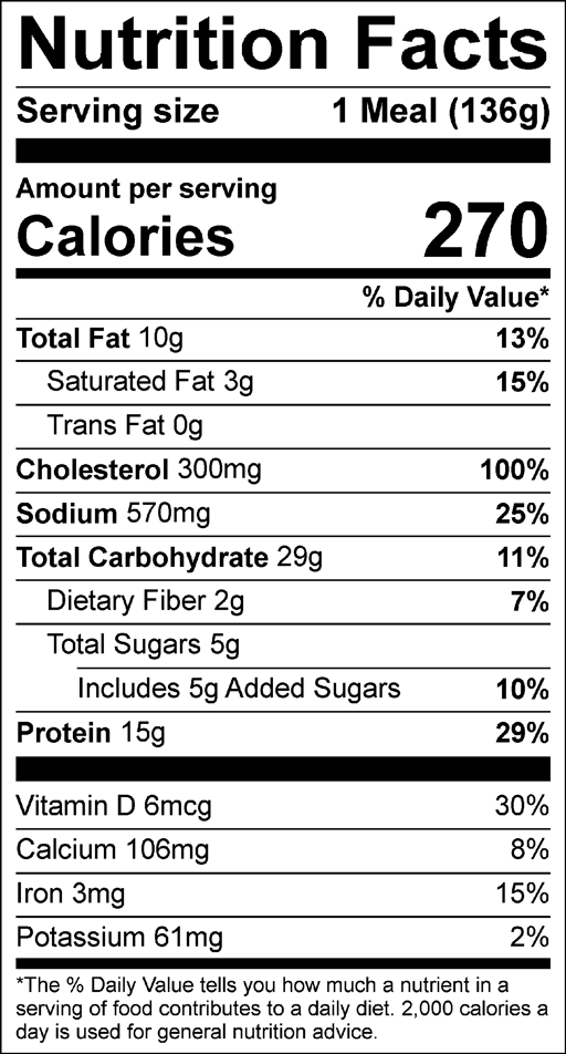 Nutrition Facts for French Toast Sticks with Scrambled Eggs