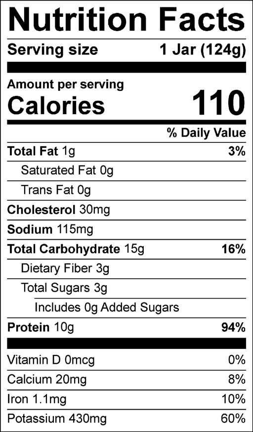 Nutrition Facts for Grilled Chicken with Potatoes, Carrots & Peas