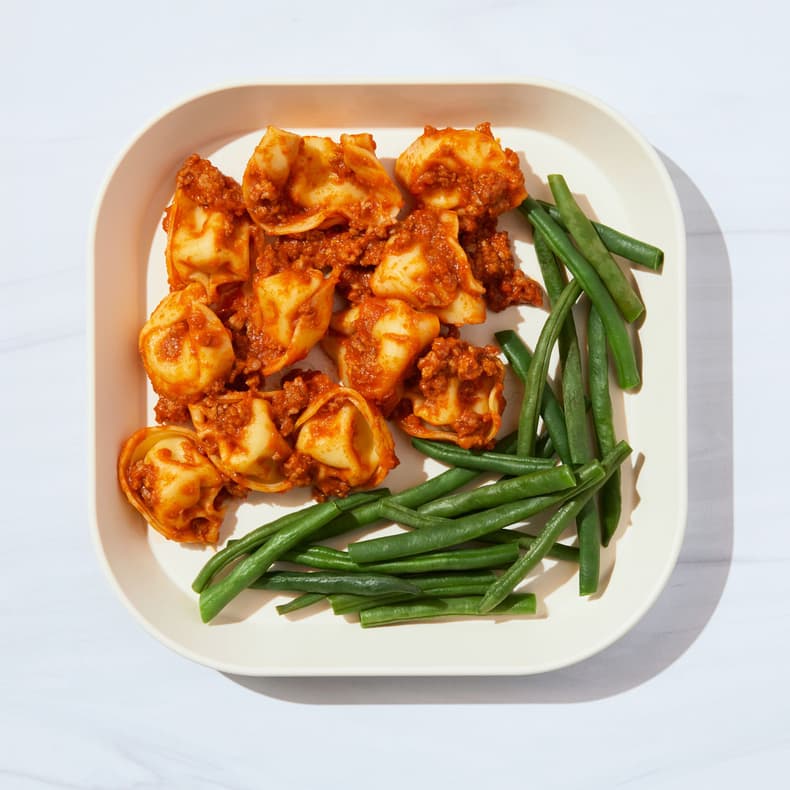 Tortellini Bolognese with Green Beans