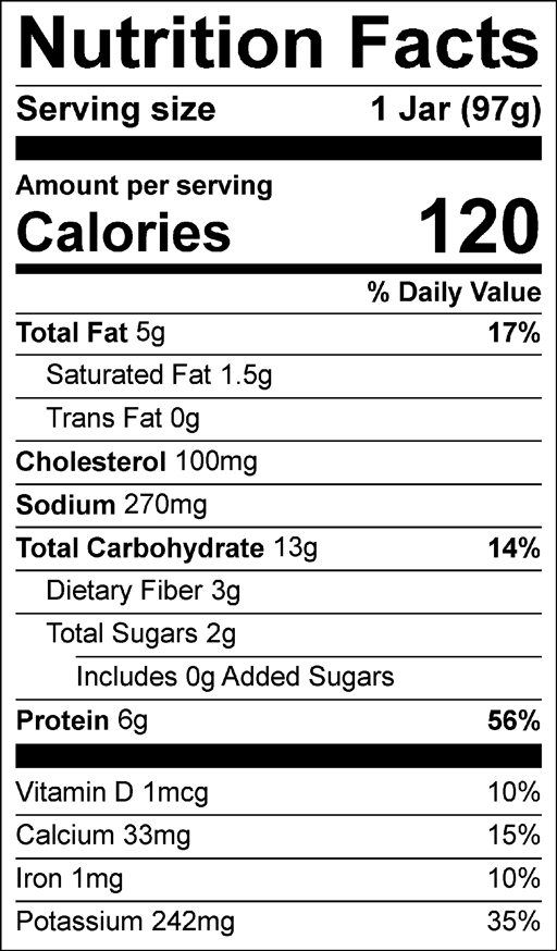 Nutrition Facts for Bacon Scramble with Potato Medley