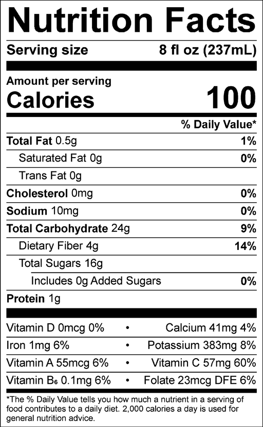 Nutrition Facts for Straw-Nana! 6-Pack – 8 oz smoothies (6 bottles)