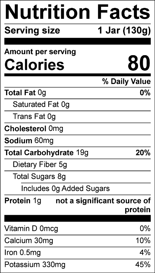 Nutrition Facts for Apple Cinnamon Twist with Carrots & Sweet Potatoes