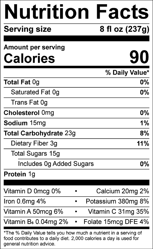 Nutrition Facts for Straw-Melon Splash! 3-Pack – 8 oz smoothies (3 bottles)
