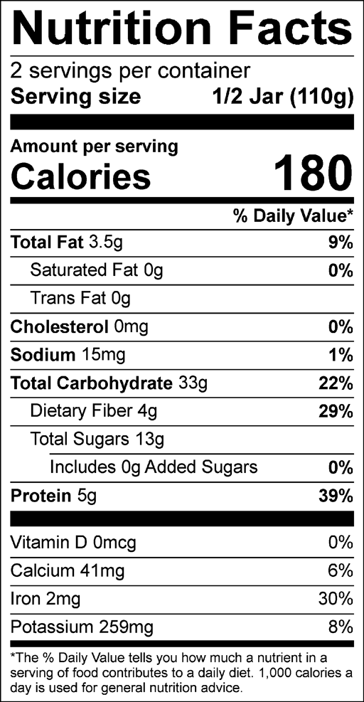 Nutrition Facts for Very Strawberry 3-Pack – 3 jars (6 servings)