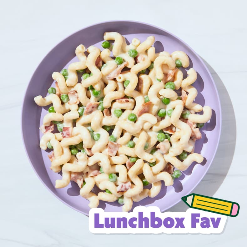 Curly Carbonara with Hidden Cauliflower & Peas
