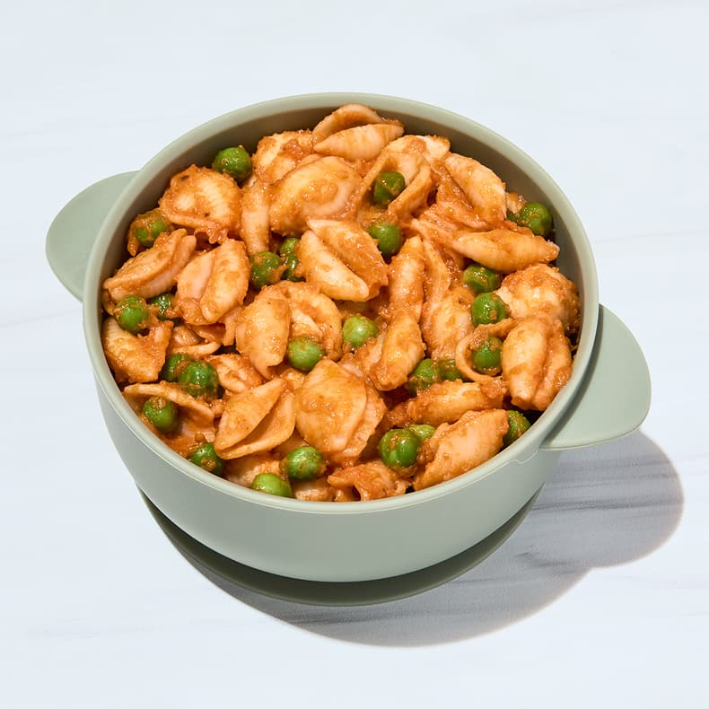 Creamy Tomato Shells with Peas