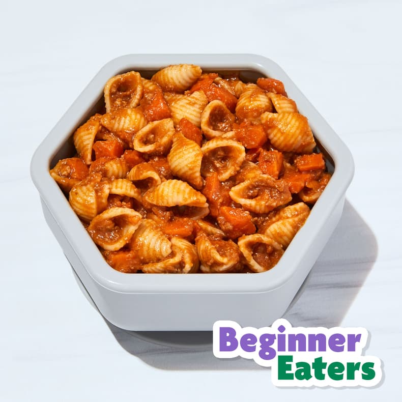 Mini Shell Bolognese with Carrots