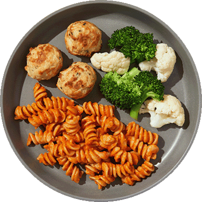 Chicken Meatballs with Spiral Pasta & Veggies