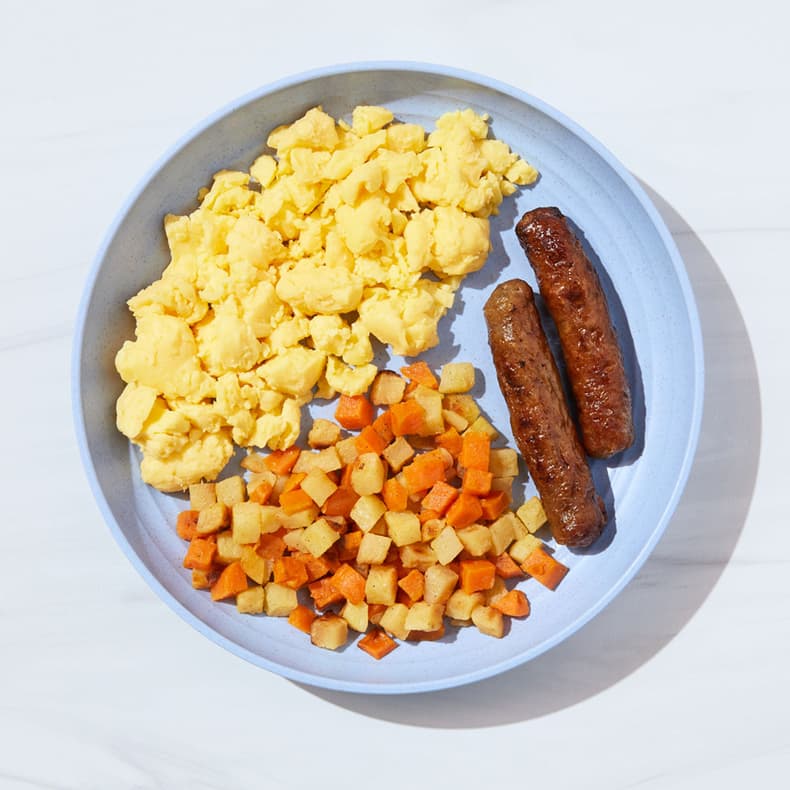 Eggs & Maple Sausage with Roasted Potato Medley