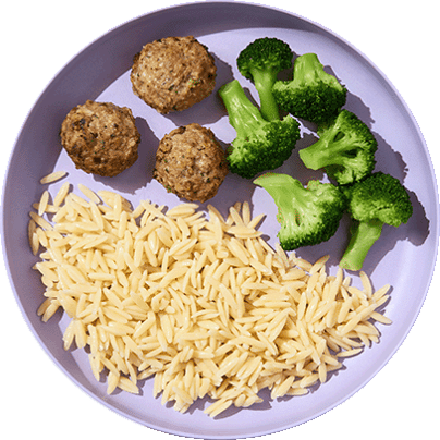 Greek Lamb Meatballs with Orzo & Broccoli