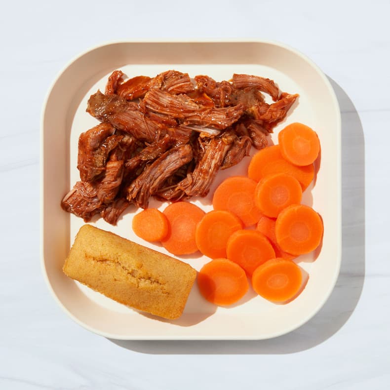 BBQ Pulled Pork with Carrots & Mini Cornbread