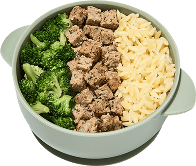 Greek Meatball Bites with Broccoli & Orzo