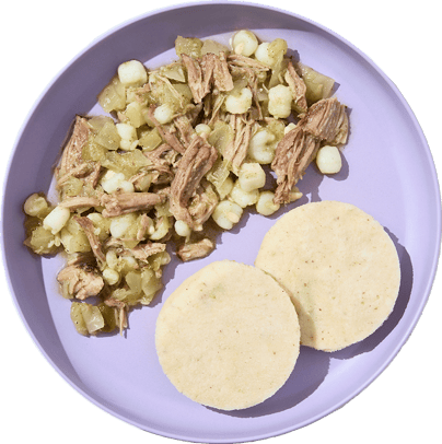 Pork Pozole Verde with Mini Arepas