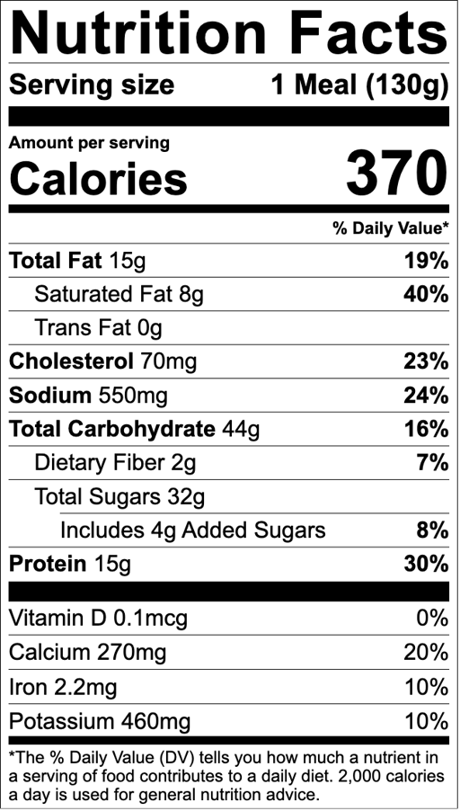 Nutrition Facts for Protein Pack with Raisins & Vanilla Madeleines