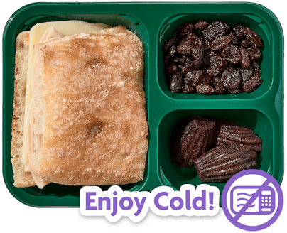 Turkey & Cheese Sandwich with Raisins & Chocolate Madeleines