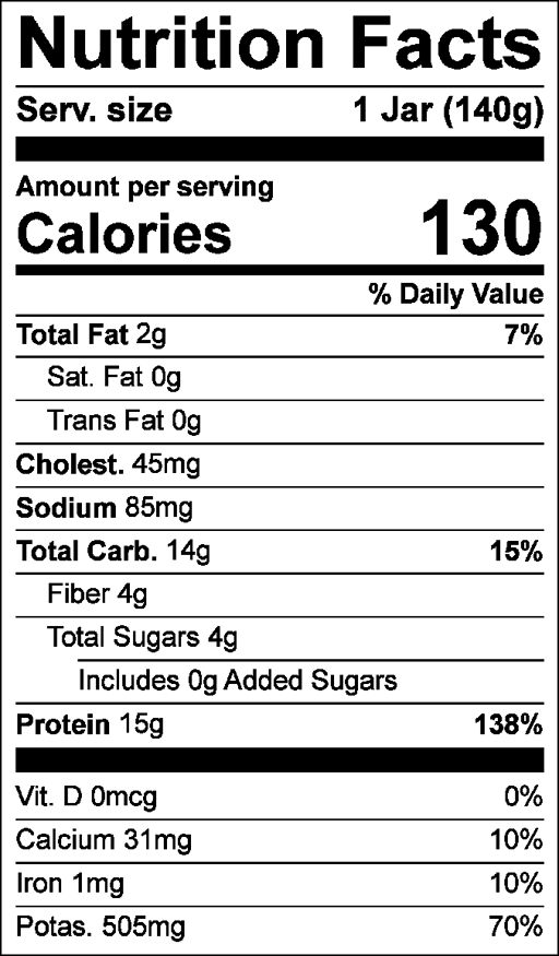 Nutrition Facts for Braised Chicken, Carrot & Sweet Potato