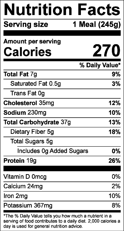 Nutrition Facts for Chicken Noodle Stew with Peas, Carrots & Potatoes
