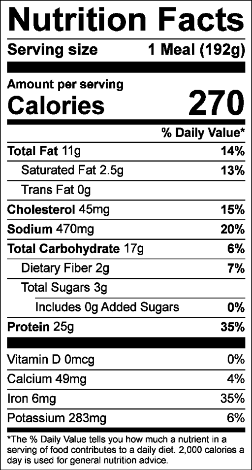 Nutrition Facts for Chicken Parm Bites with Broccoli