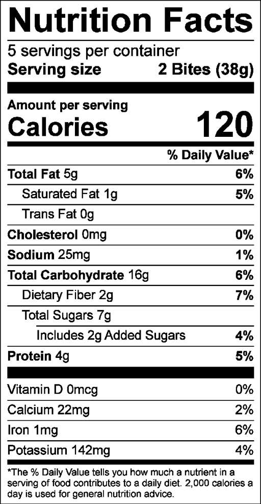 Nutrition Facts for Double Chocolate Mighty Bites